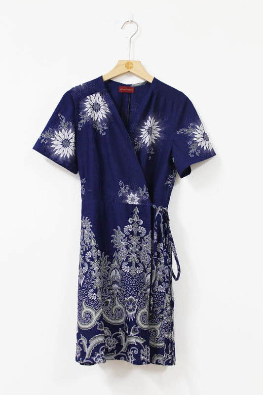 Lily Batik Wrap Dress ( Navy Blue Sun)