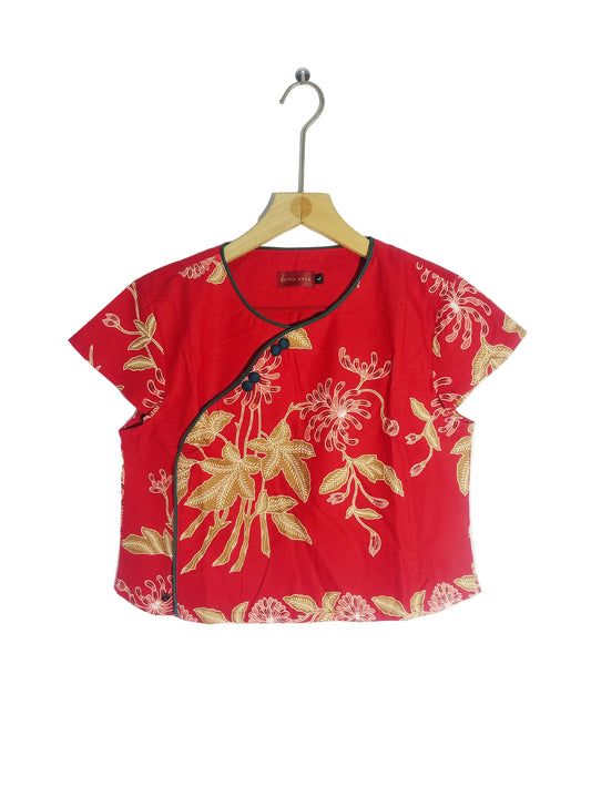 Rubbie Round Neck Crop Top (Red) Size L