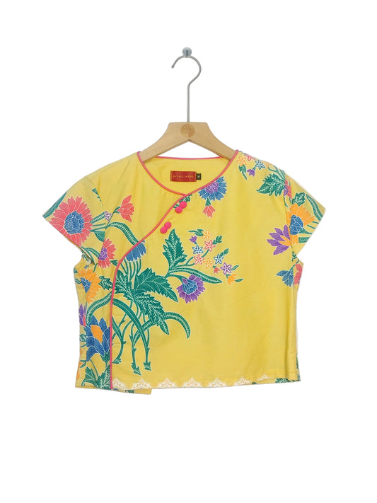 Rubbie Round Neck Crop Top (Yellow) Size M