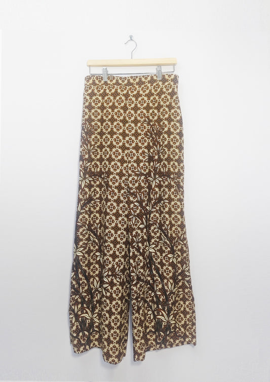 Olivia Palazzo Batik Long Pant (Brown Flora) L Size