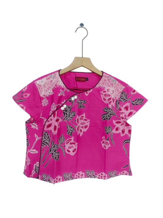 Rubbie Round Neck Crop Top (Pink) Size L