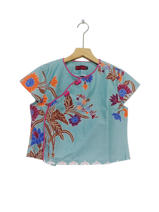 Rubbie Round Neck Crop Top (Air Force Blue) Size M