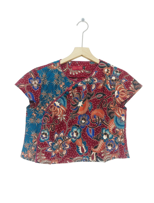 Rubbie Round Neck Crop Top (Maroon) Size L