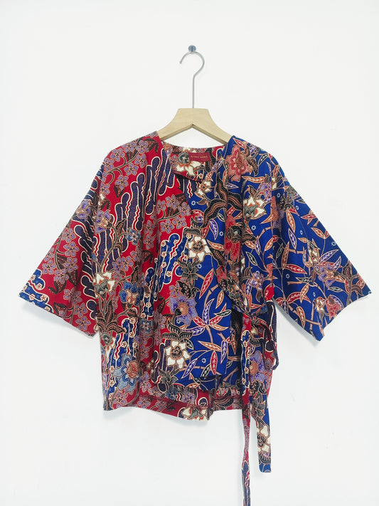 Mollie Kimono Top (Red Blue)