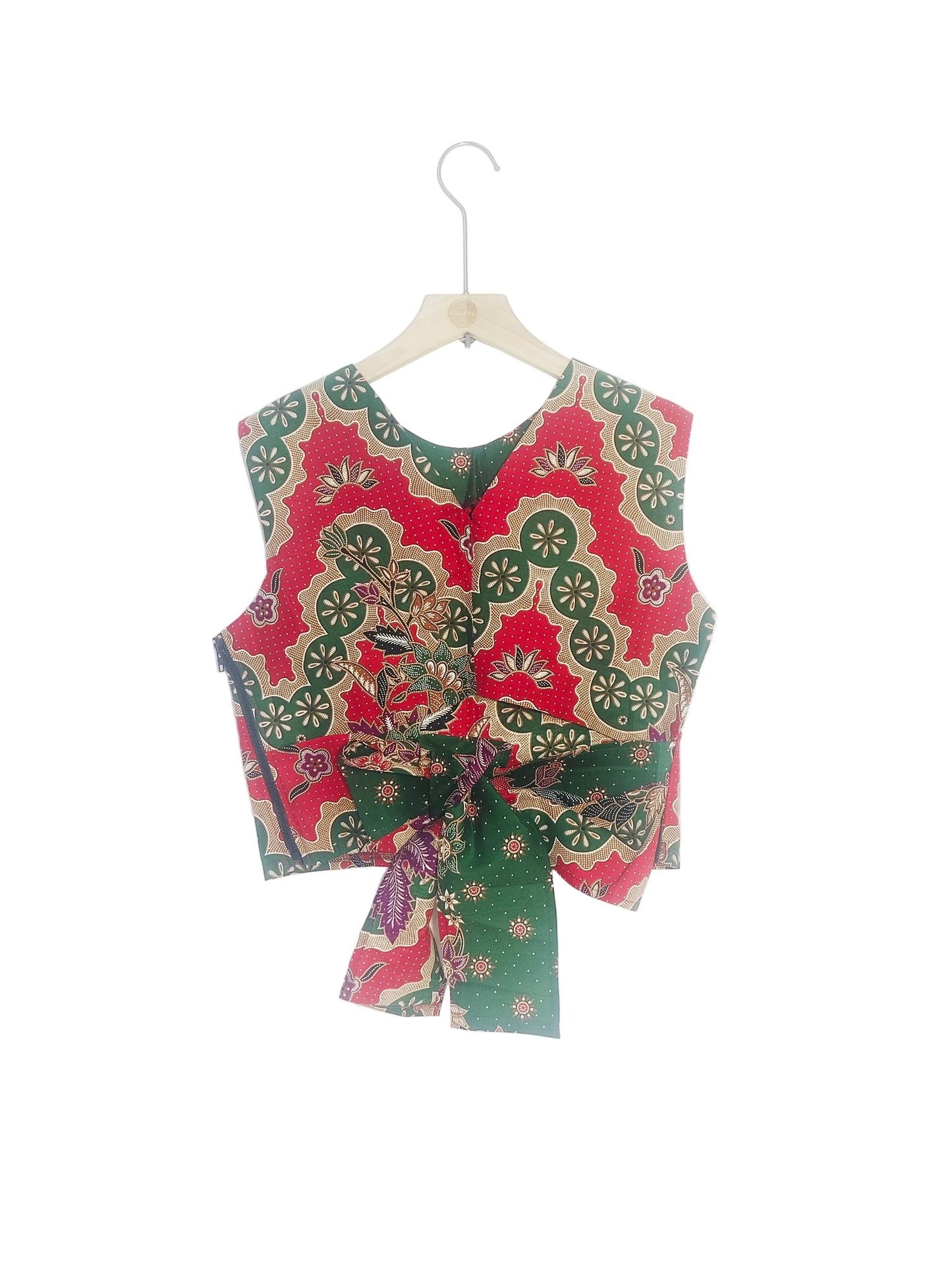 Sadie Ribbon Top ( Red Green ) Size L