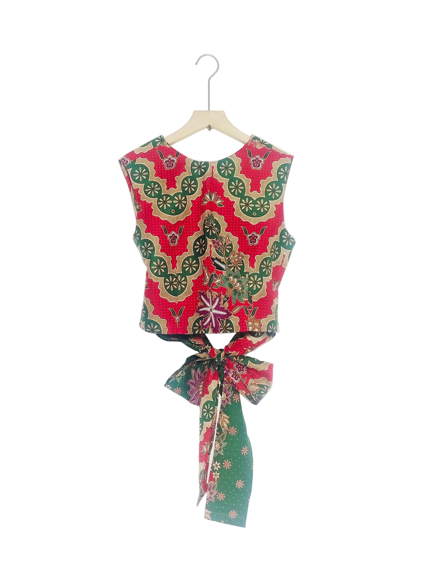 Sadie Ribbon Top ( Red Green ) Size L