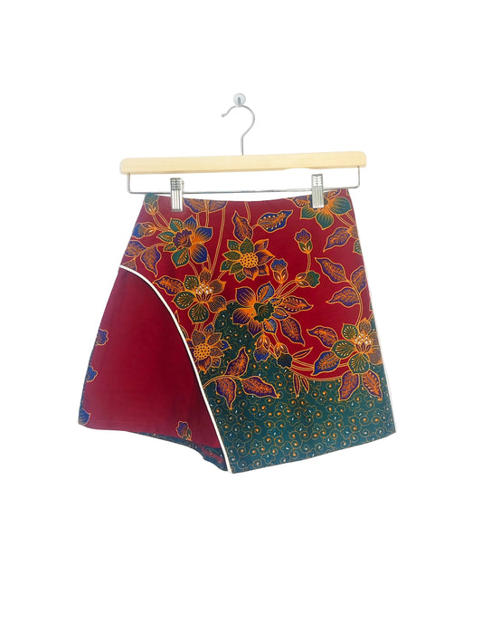Minnie Batik Skort (Maroon Flora)Size S