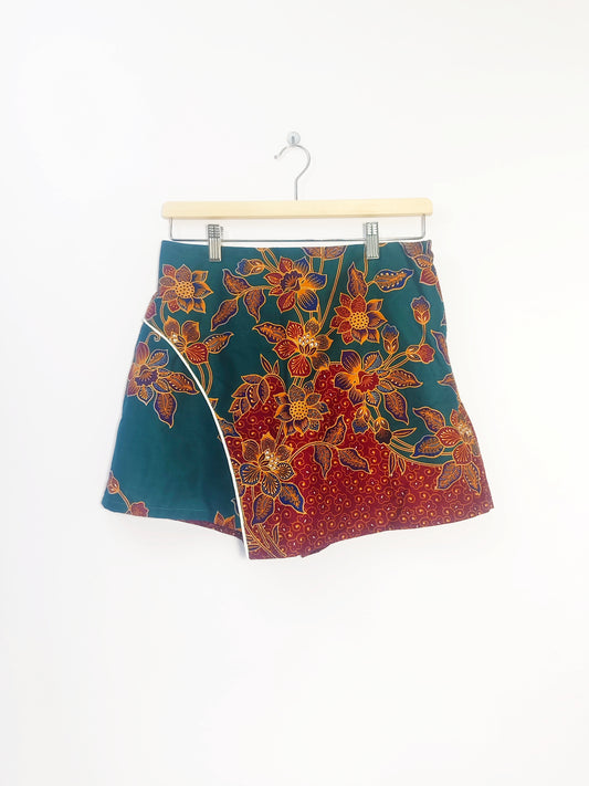 Minnie Batik Skort (Dark Cyan Blue-Green) Size L