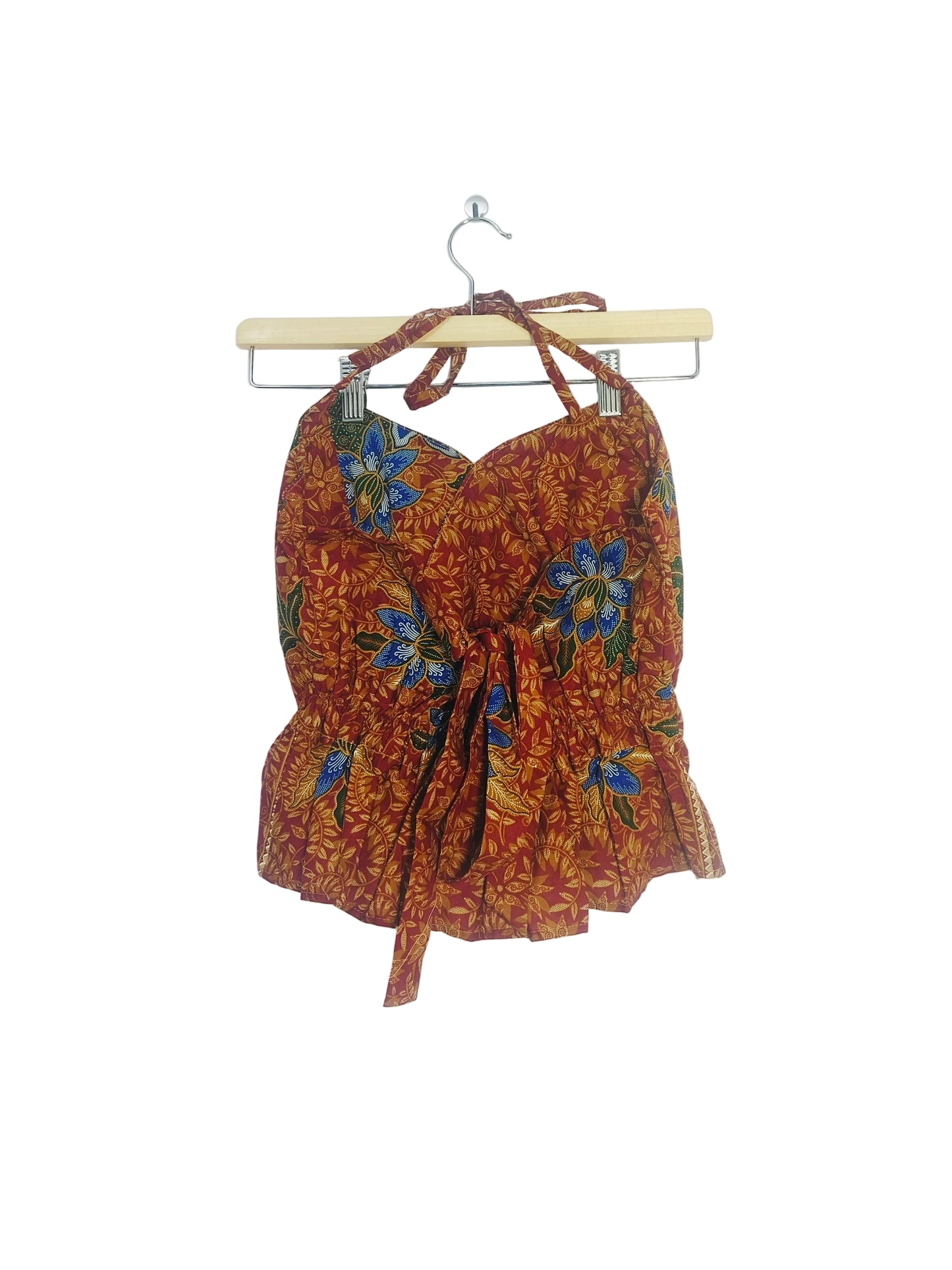 Aria Halter Neck Peplum Top (Maroon)