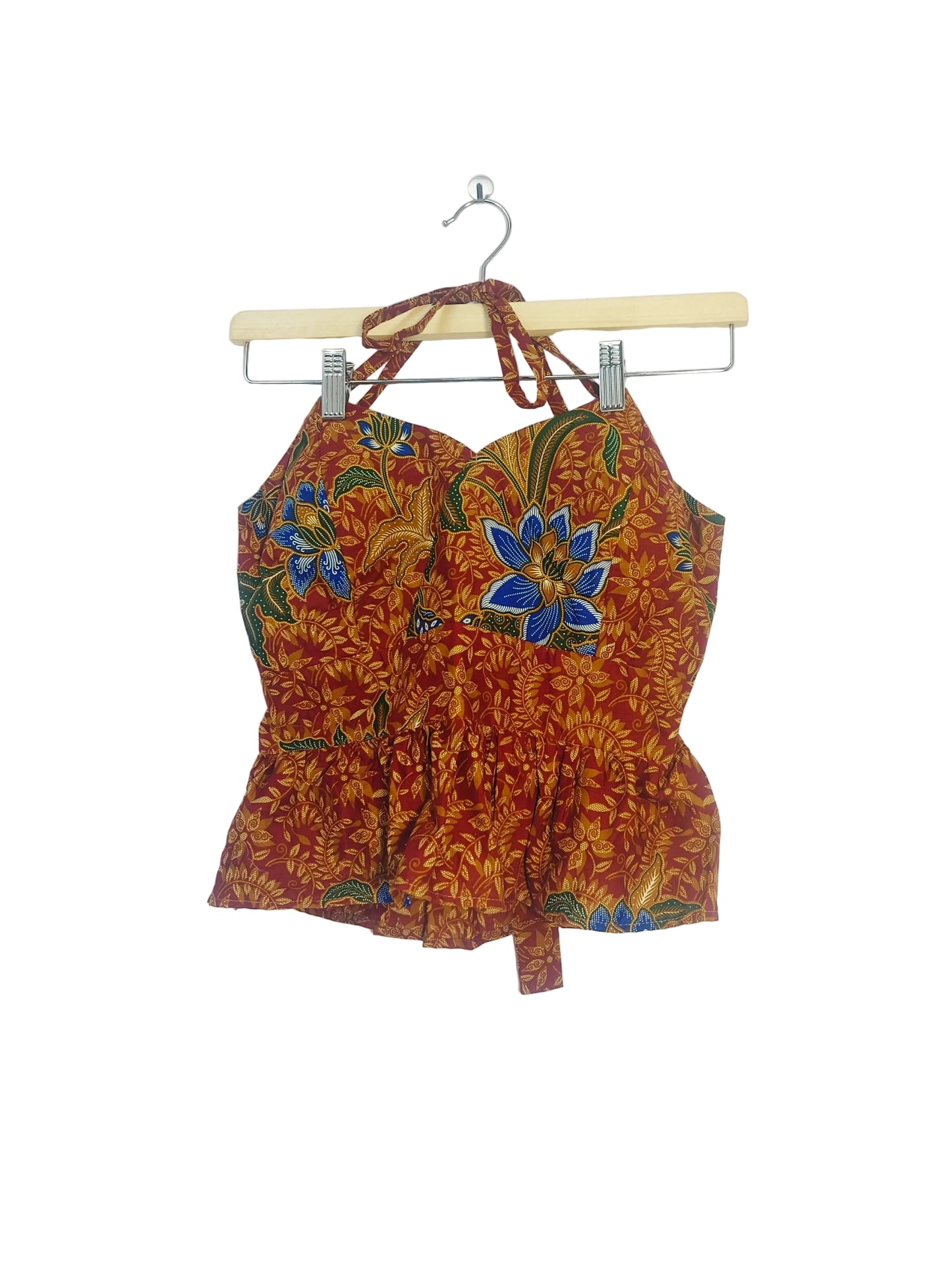 Aria Halter Neck Peplum Top (Maroon)