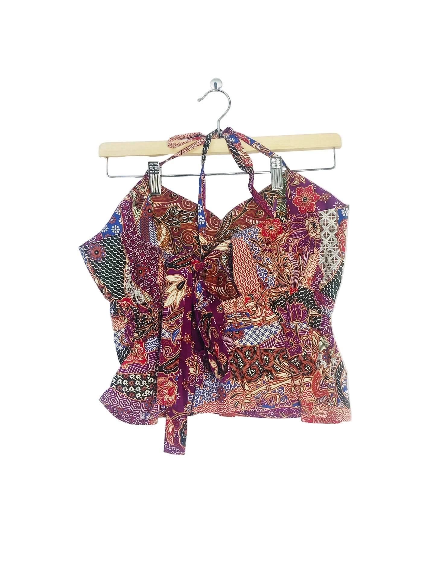 Aria Halter Neck Peplum Top (Rainbow)