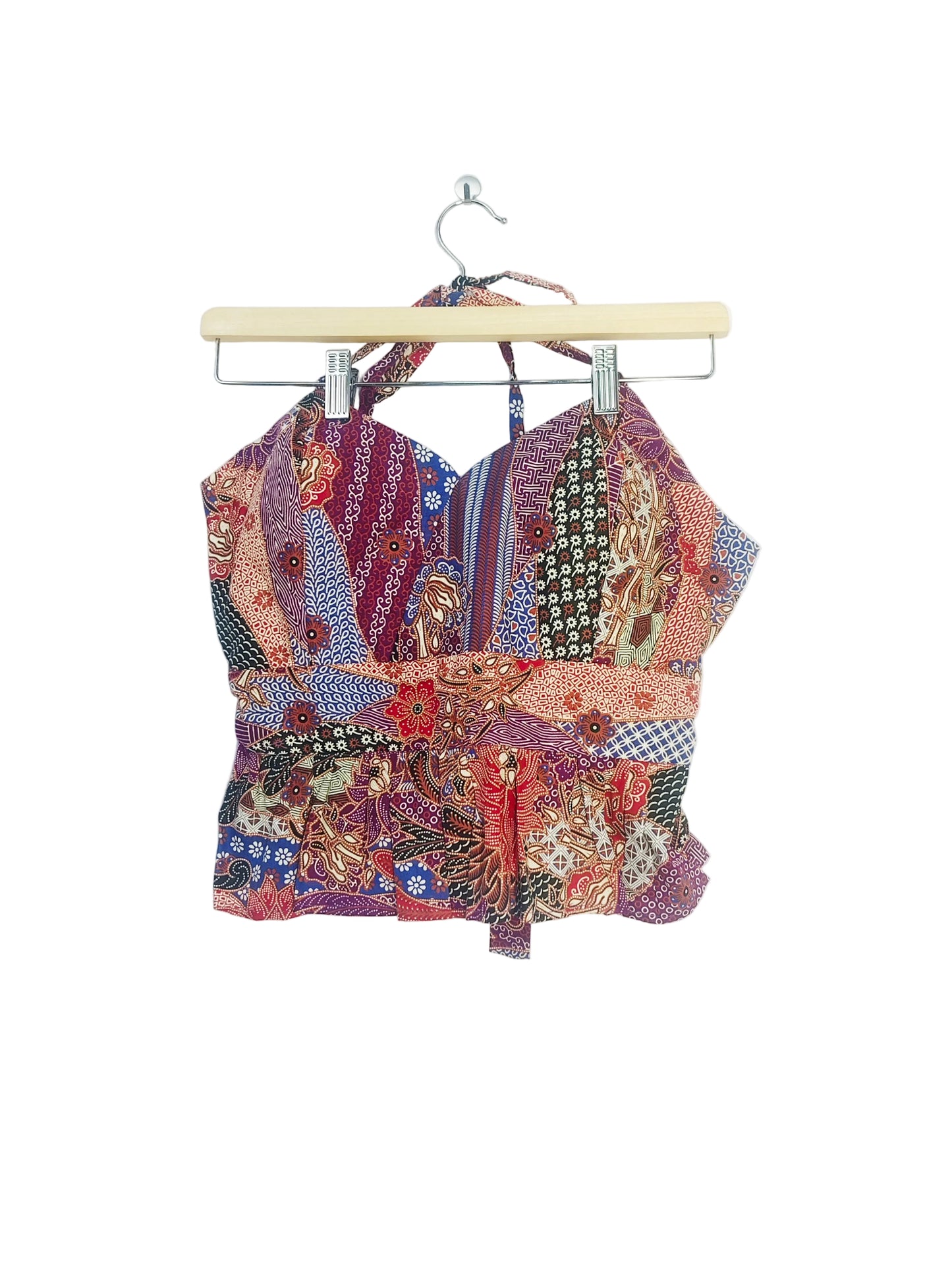 Aria Halter Neck Peplum Top (Rainbow)