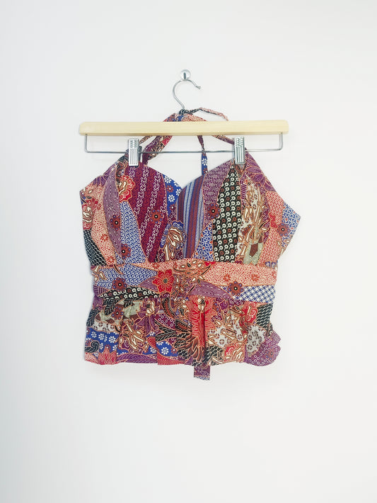 Aria Halter Neck Peplum Top (Rainbow)