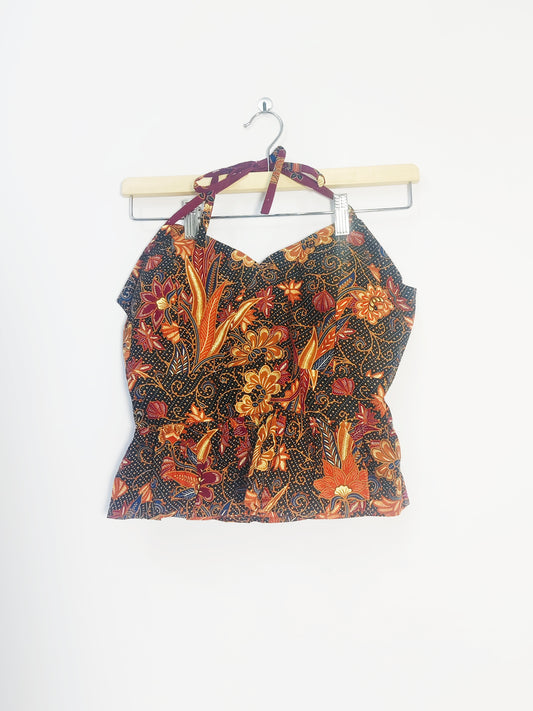 Aria Halter Neck Peplum Top (Black)