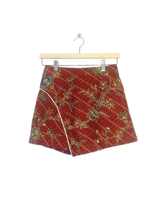 Minnie Batik Skort (Diagonal Line Maroon) Size M , L