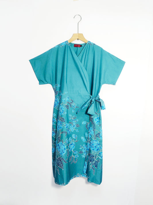 Bonnie Wrap Dress (Cray Blue- Green) Size M and L