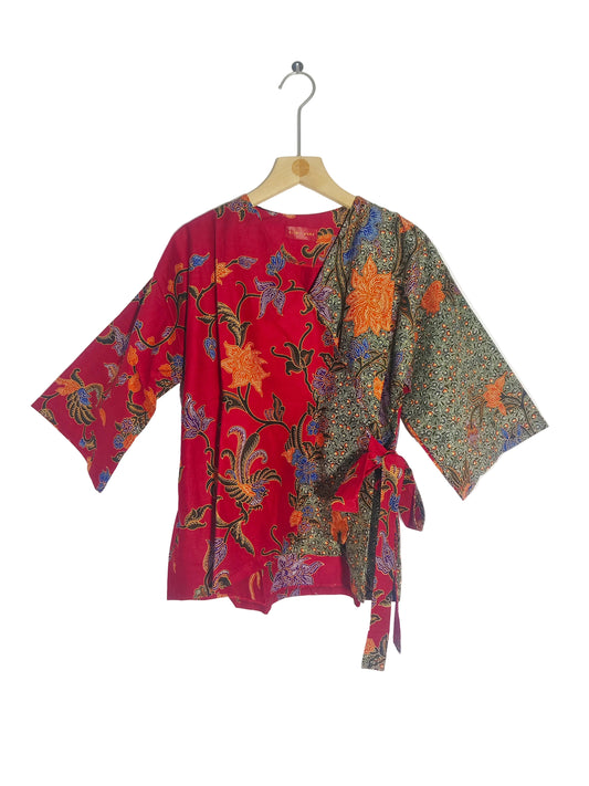 Mollie Kimono Top (Maroon Red)