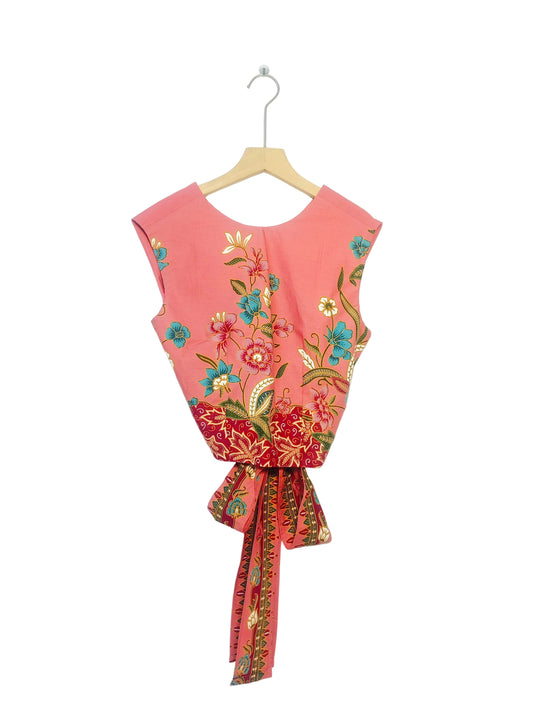 Sadie Ribbon Top ( Pink Orange) Size M